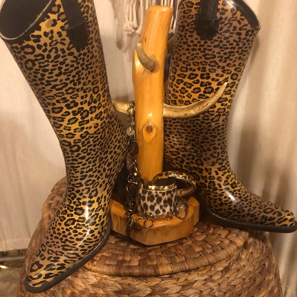 Corkys leopard Cowboy Rain Boots.